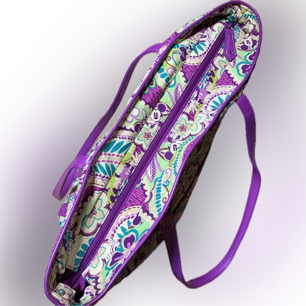 Vera Bradley Disney Mickey Tote Plums Up Large - Picture 6 of 11